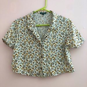 Wild Fable M Short Sleeve Crop Top Floral